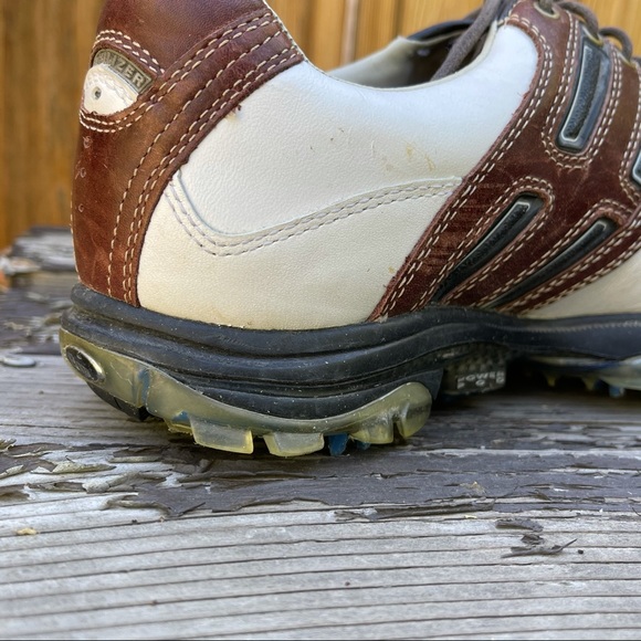 Etonic White & Brown Golf Lace Up Shoe Cleats | 8 - Picture 8 of 10